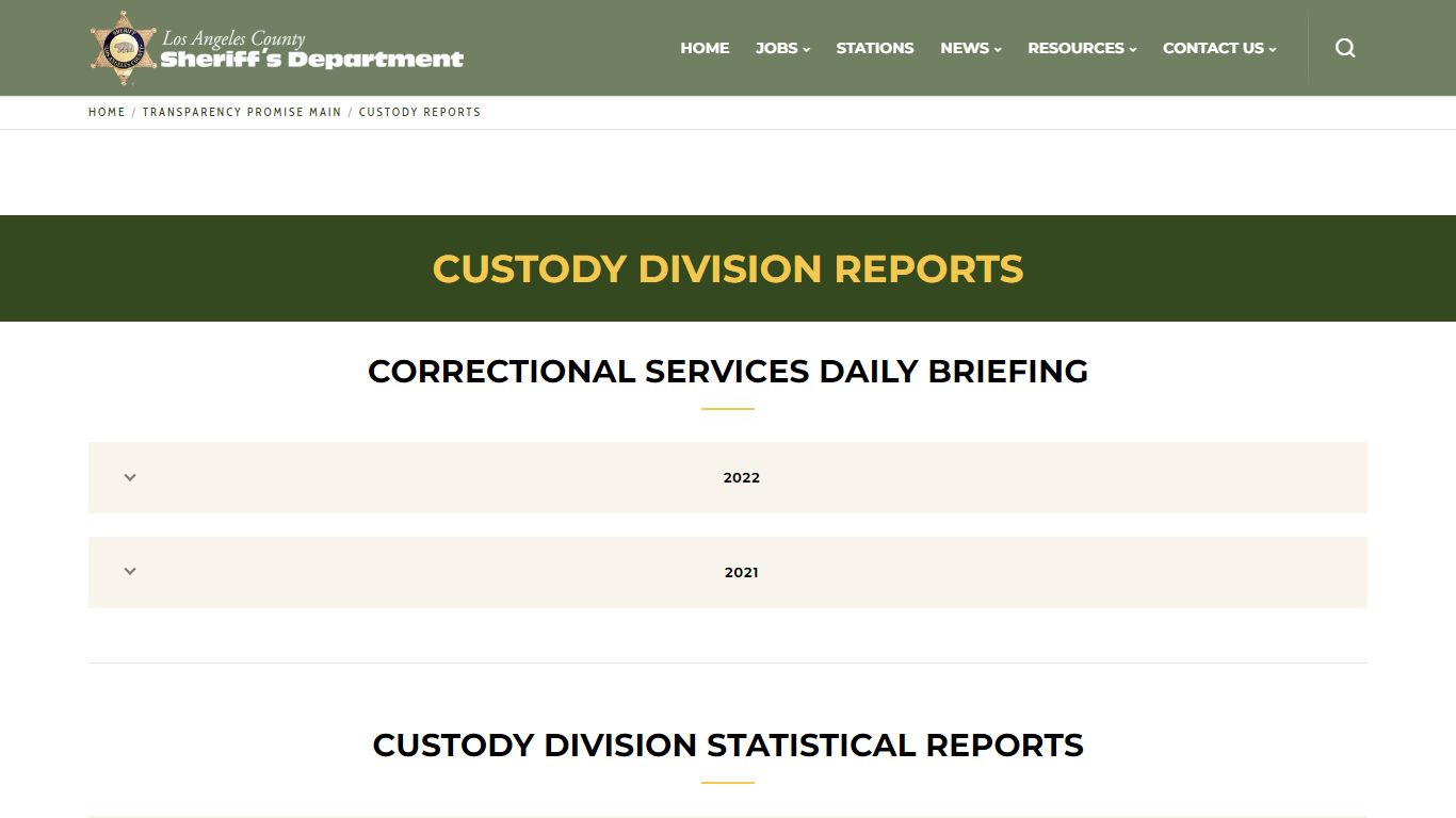 Custody Reports | Los Angeles County Sheriff's Department